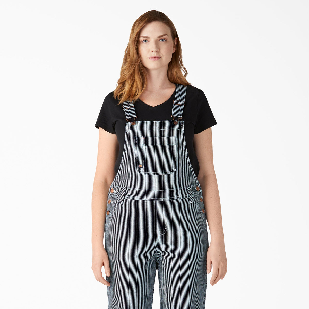 Women's Hickory Stripe Boyfriend Fit Bib Overalls For Women | Dickies