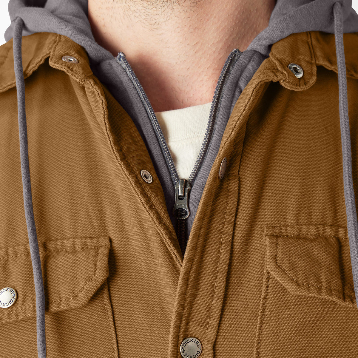 Water Repellent Duck Hooded Shirt Jacket For Sale | Dickies
